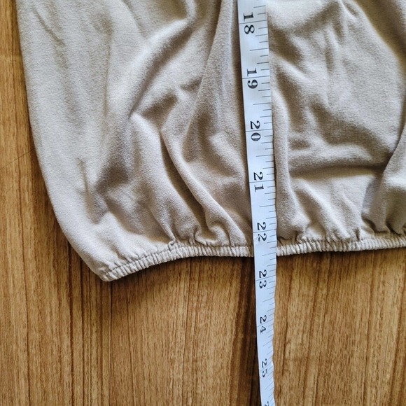 Old Navy Shirt Womens Medium Beige White Embroidery Tie Neck Bohemian Blouse - Picture 4 of 7